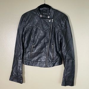 Women’s Black Leather Moto Jacket
